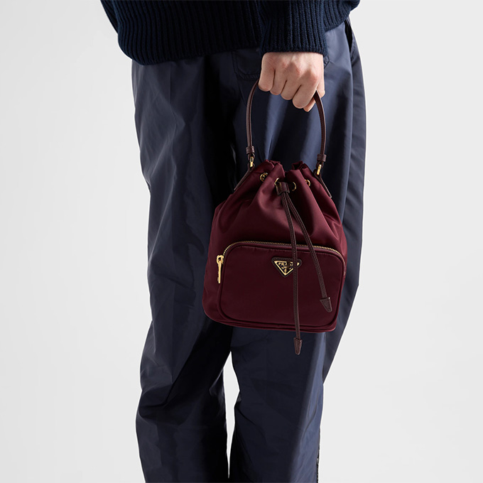 prada duet re‑nylon bucket shoulder bag